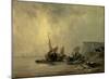 Boats by the Normandy Shore-Richard Bonington-Mounted Art Print