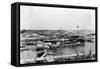 Boats Crowd the Piers Along the Miami Waterfront-null-Framed Stretched Canvas