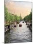 Boats Cruise Along a Canal with the Zuiderkerk Bell-Tower in the Background, Amsterdam, Netherlands-Miva Stock-Mounted Premium Photographic Print