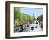 Boats Cruise Along a Canal with the Zuiderkerk Bell-Tower in the Background, Amsterdam, Netherlands-Miva Stock-Framed Photographic Print