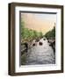 Boats Cruise Along a Canal with the Zuiderkerk Bell-Tower in the Background, Amsterdam, Netherlands-Miva Stock-Framed Photographic Print