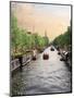 Boats Cruise Along a Canal with the Zuiderkerk Bell-Tower in the Background, Amsterdam, Netherlands-Miva Stock-Mounted Photographic Print