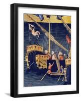 Boats, Detail from Wheat Miracle, Miracles of St. Nicholas of Bari, 1327-1332-Ambrogio Lorenzetti-Framed Giclee Print