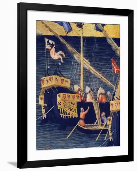 Boats, Detail from Wheat Miracle, Miracles of St. Nicholas of Bari, 1327-1332-Ambrogio Lorenzetti-Framed Giclee Print