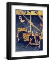 Boats, Detail from Wheat Miracle, Miracles of St. Nicholas of Bari, 1327-1332-Ambrogio Lorenzetti-Framed Giclee Print