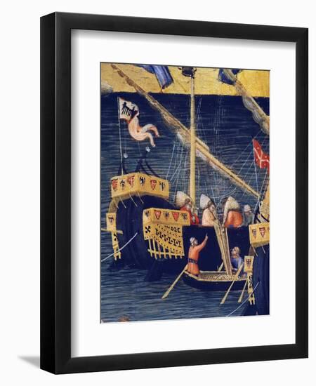 Boats, Detail from Wheat Miracle, Miracles of St. Nicholas of Bari, 1327-1332-Ambrogio Lorenzetti-Framed Giclee Print