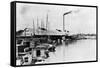 Boats Dock in Front of the Miami Fish Company on the Miami River, July 10, 1922-null-Framed Stretched Canvas