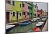 Boats Docked Along Canal with the Colorful Homes of Burano, Italy-Darrell Gulin-Mounted Photographic Print