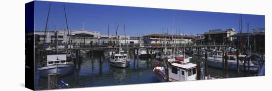 Boats Docked at a Harbor, Fisherman's Wharf, San Francisco, California, USA-null-Stretched Canvas