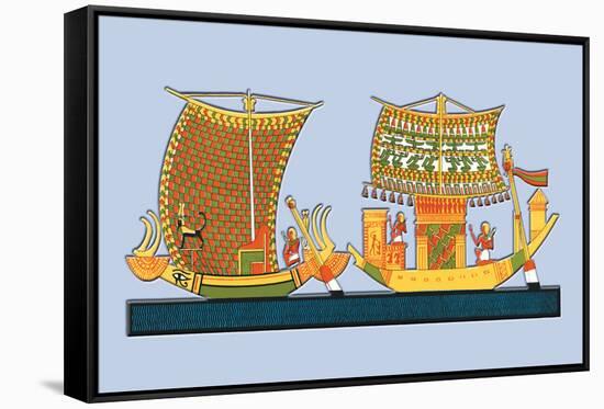 Boats from the Tomb of Ramses III at Thebes-J. Gardner Wilkinson-Framed Stretched Canvas