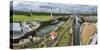 Boats in a canal, Panama Canal Locks, Panama Canal, Panama-Panoramic Images-Stretched Canvas