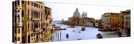 Boats in a Canal with a Church in the Background, Santa Maria Della Salute, Grand Canal, Venice,...-null-Stretched Canvas