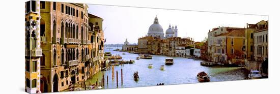 Boats in a Canal with a Church in the Background, Santa Maria Della Salute, Grand Canal, Venice,...-null-Stretched Canvas