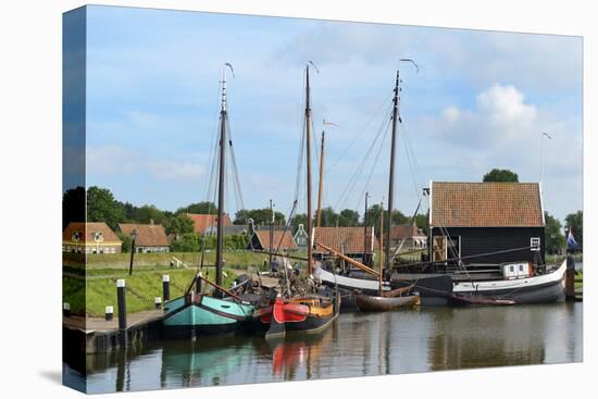 Boats in a Fishing Port at Zuiderzee Open Air Museum-Peter Richardson-Stretched Canvas