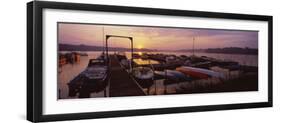 Boats in a Lake at Dawn, Collins Park, Reeds Lake, East Grand Rapids, Kent County, Michigan, USA-null-Framed Photographic Print