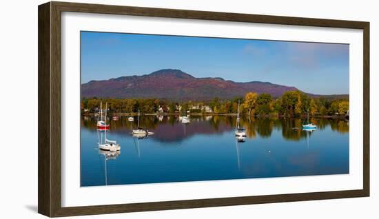 Boats in a lake, Lake Memphremagog, Magog, Quebec, Canada-null-Framed Photographic Print