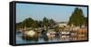 Boats in a river, Walnut Grove, Sacramento River, Sacramento?San Joaquin Ri-null-Framed Stretched Canvas