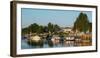 Boats in a river, Walnut Grove, Sacramento River, Sacramento?San Joaquin Ri-null-Framed Photographic Print