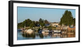 Boats in a river, Walnut Grove, Sacramento River, Sacramento?San Joaquin Ri-null-Framed Photographic Print