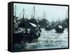 Boats in Aberdeen Harbour, Hong Kong, China-Alain Evrard-Framed Stretched Canvas