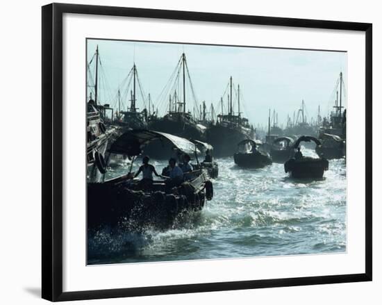 Boats in Aberdeen Harbour, Hong Kong, China-Alain Evrard-Framed Photographic Print