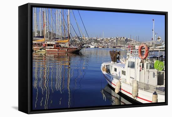 Boats in Bodrum Harbor, Anatolia, Turkey, Asia Minor, Eurasia-Richard Cummins-Framed Stretched Canvas