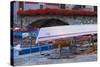 Boats in Cassone at the Gardasee, Veneto, Italy-Rainer Mirau-Stretched Canvas