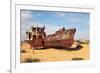 Boats in Desert around Moynaq, Muynak or Moynoq - Aral Sea or Aral Lake - Uzbekistan - Asia-Daniel Prudek-Framed Photographic Print