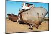 Boats in Desert around Moynaq, Muynak or Moynoq - Aral Sea or Aral Lake - Uzbekistan - Asia-Daniel Prudek-Mounted Photographic Print