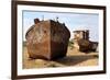 Boats in Desert around Moynaq, Muynak or Moynoq - Aral Sea or Aral Lake - Uzbekistan - Asia-Daniel Prudek-Framed Photographic Print