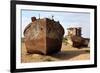 Boats in Desert around Moynaq, Muynak or Moynoq - Aral Sea or Aral Lake - Uzbekistan - Asia-Daniel Prudek-Framed Photographic Print