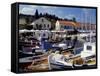 Boats in Fiscardo Harbour, Cephalonia (Kefallinia), Ionian Islands, Greece-Jonathan Hodson-Framed Stretched Canvas