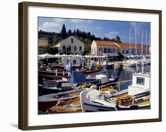 Boats in Fiscardo Harbour, Cephalonia (Kefallinia), Ionian Islands, Greece-Jonathan Hodson-Framed Photographic Print