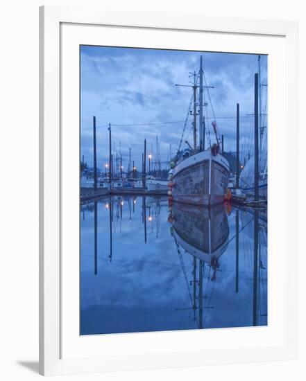 Boats in Harbor at Twilight, Southeast Alaska, USA-Nancy Rotenberg-Framed Photographic Print