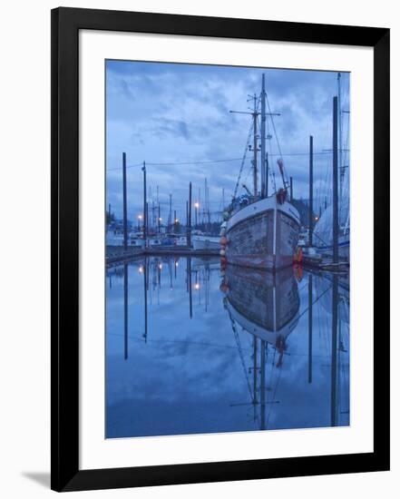 Boats in Harbor at Twilight, Southeast Alaska, USA-Nancy Rotenberg-Framed Photographic Print