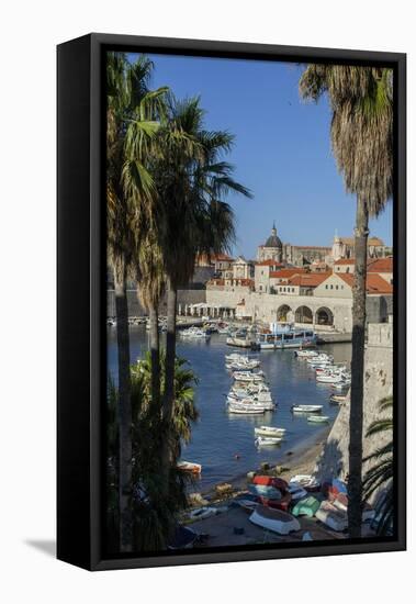 Boats in Harbor, Dubrovnik, Croatia, Europe-Jim Engelbrecht-Framed Stretched Canvas