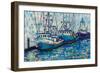 Boats in Harbor v2-Jeanette Vertentes-Framed Art Print