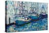 Boats in Harbor v2-Jeanette Vertentes-Stretched Canvas