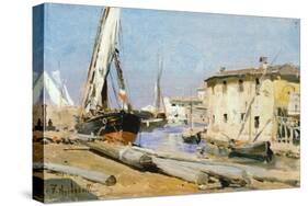 Boats in Harbor-Federico Andreotti-Stretched Canvas