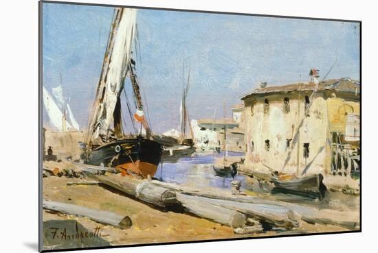 Boats in Harbor-Federico Andreotti-Mounted Giclee Print