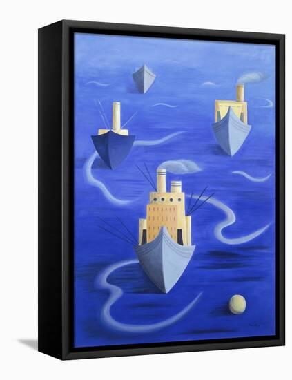 Boats in Harbour, 1994-Marie Hugo-Framed Stretched Canvas