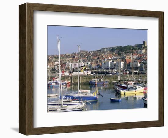 Boats in Harbour and Seafront, Scarborough, Yorkshire, England, United Kingdom-Robert Francis-Framed Photographic Print