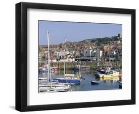 Boats in Harbour and Seafront, Scarborough, Yorkshire, England, United Kingdom-Robert Francis-Framed Photographic Print