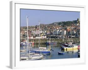 Boats in Harbour and Seafront, Scarborough, Yorkshire, England, United Kingdom-Robert Francis-Framed Photographic Print