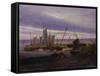 Boats in Harbour at Evening, 1828-Caspar David Friedrich-Framed Stretched Canvas