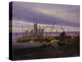 Boats in Harbour at Evening, 1828-Caspar David Friedrich-Stretched Canvas
