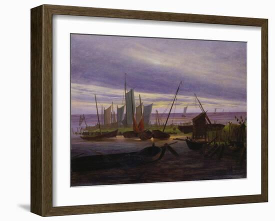 Boats in Harbour at Evening, 1828-Caspar David Friedrich-Framed Giclee Print