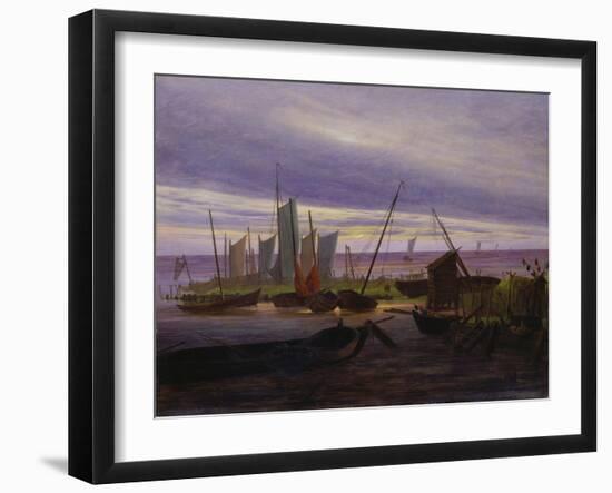 Boats in Harbour at Evening, 1828-Caspar David Friedrich-Framed Giclee Print