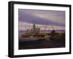 Boats in Harbour at Evening, 1828-Caspar David Friedrich-Framed Giclee Print