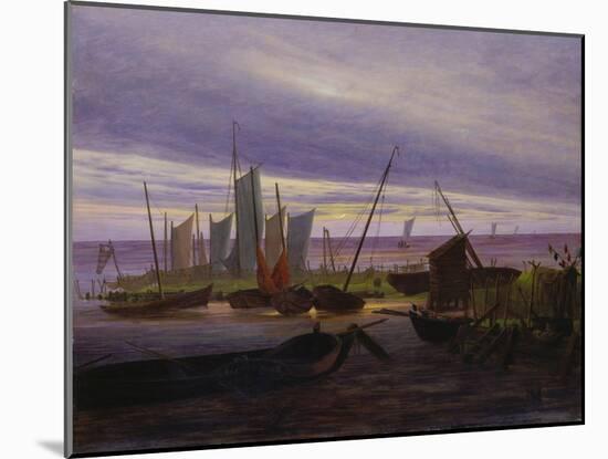 Boats in Harbour at Evening, 1828-Caspar David Friedrich-Mounted Giclee Print